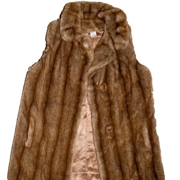Vintage Hillman's New York Brown Faux Fur Vest Small / Medium - Picture 1 of 8